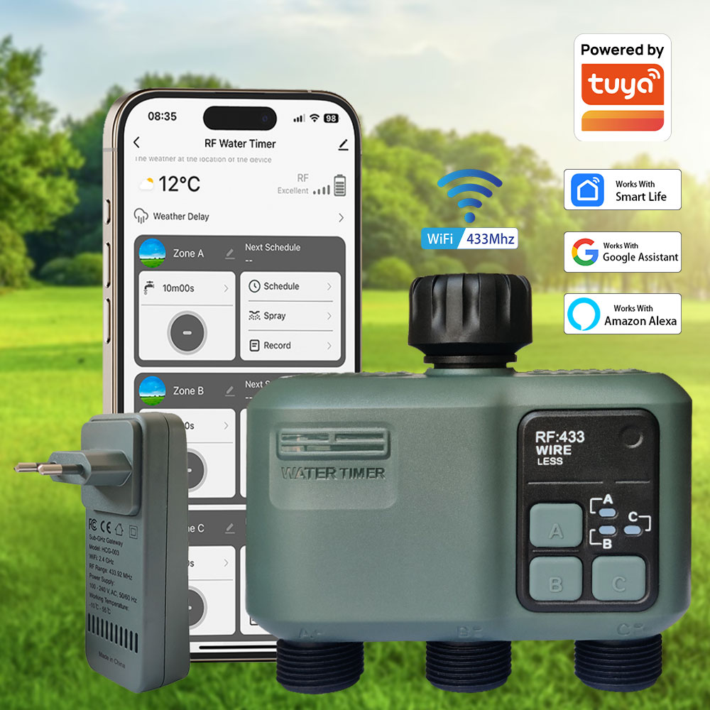 Automatic Watering - Tuya Wifi+RF433 3-outlet Water Timer Garden